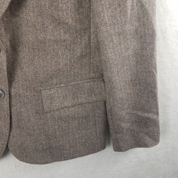 Herringbone Tweed Blazer Saville Jacket Classic Women's 8 Brown wool - Picture 4 of 11